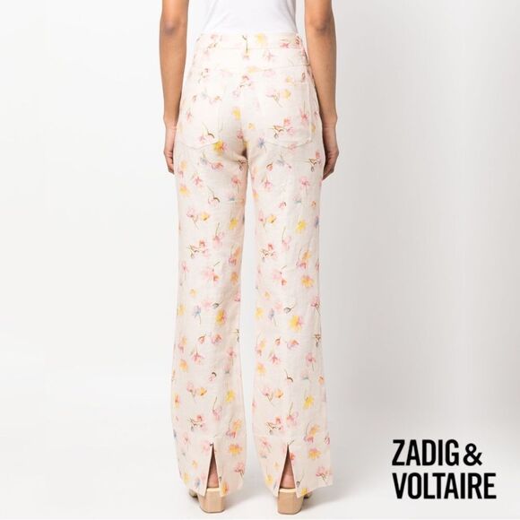 Zadig & Voltaire **NWT** Pistol Courtney Floral Linen Pants in Vanille - Picture 5 of 15